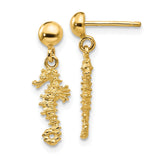 Polished,14K Yellow Gold,Post,Textured,Dangle