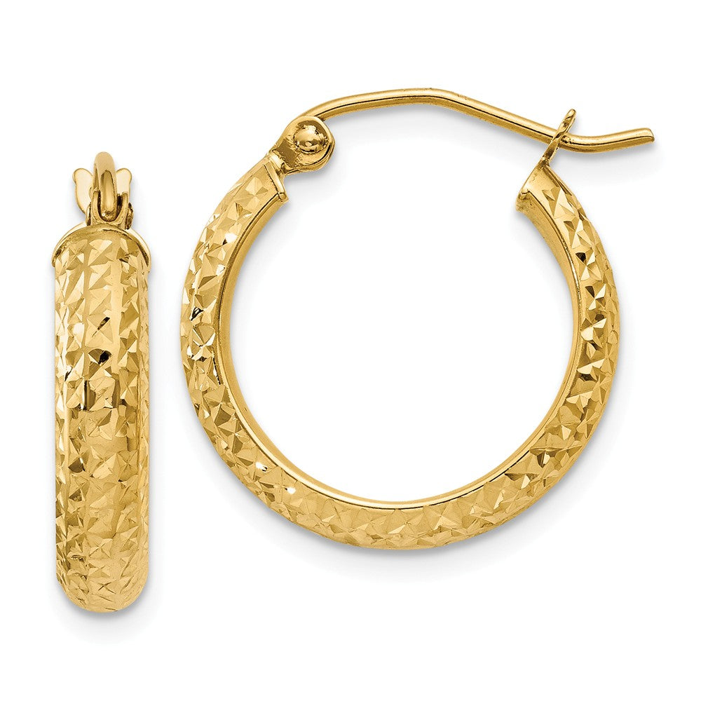 Earrings,Hoop,Gold,Yellow,14K,17 mm,3.5 mm,Wire & Clutch,Hoop,Between $100-$200
