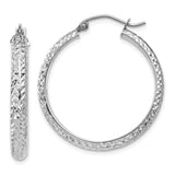 Earrings,Hoop,Gold,White,14K,28 mm,3.5 mm,Rhodium,Wire & Clutch,Hoop,Between $100-$200