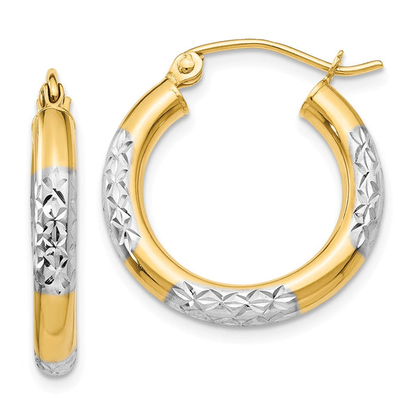 Earrings,Hoop,Gold,Two-Tone,14K,20 mm,3 mm,Wire & Clutch,Hoop,Between $100-$200