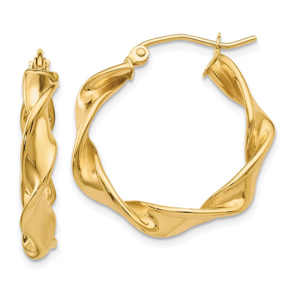 Earrings,Hoop,Gold,Yellow,14K,18 mm,4 mm,Pair,Wire & Clutch,Hoop,Between $200-$400