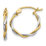 Earrings,Hoop,Gold,Two-Tone,14K,12 mm,1.8 mm,Pair,Wire & Clutch,Hoop,Between $100-$200