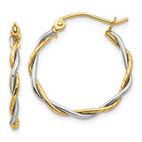 Earrings,Hoop,Gold,Two-Tone,14K,16 mm,1.8 mm,Pair,Wire & Clutch,Hoop,Between $100-$200