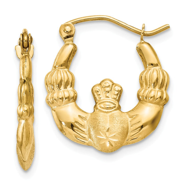 Earrings,Shrimp / Creole,Gold,Yellow,14K,10 mm,3 mm,Pair,Wire & Clutch,Hoop,Between $100-$200