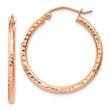Earrings,Hoop,Gold,Rose,14K,25 mm,2 mm,Pair,Wire & Clutch,Hoop,Between $100-$200