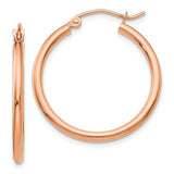 Earrings,Hoop,Gold,Rose,14K,25 mm,2 mm,Pair,Wire & Clutch,Hoop,Between $100-$200
