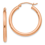 Earrings,Hoop,Gold,Rose,14K,25 mm,2.5 mm,Pair,Wire & Clutch,Hoop,Between $100-$200