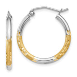 Earrings,Hoop,Gold,Two-Tone,14K,17 mm,2 mm,Pair,Wire & Clutch,Hoop,Between $100-$200