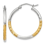 Earrings,Hoop,Gold,Two-Tone,14K,20 mm,2 mm,Pair,Wire & Clutch,Hoop,Between $100-$200