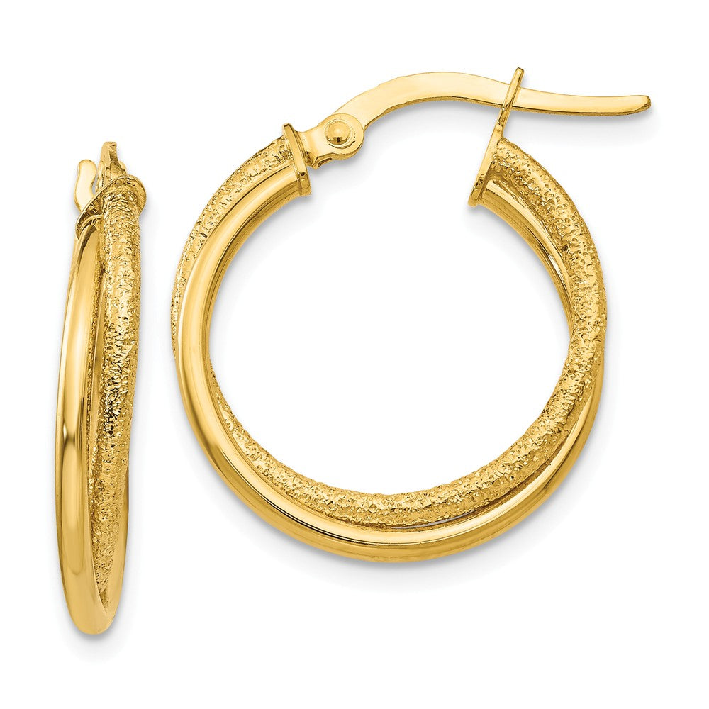 Earrings,Hoop,Gold,Yellow,14K,22 mm,2 mm,Wire & Clutch,Hoop