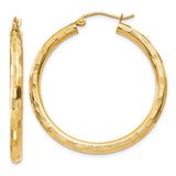 Earrings,Hoop,Gold,Yellow,14K,35 mm,3 mm,Pair,Diamond-cut,Wire & Clutch,,Hoop,Between $200-$400