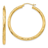 Earrings,Hoop,Gold,Yellow,14K,40 mm,3 mm,Pair,Diamond-cut,Wire & Clutch,,Hoop,Between $200-$400