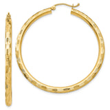 Earrings,Hoop,Gold,Yellow,14K,45 mm,3 mm,Pair,Diamond-cut,Wire & Clutch,,Hoop,Between $200-$400