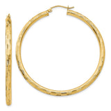 Earrings,Hoop,Gold,Yellow,14K,50 mm,3 mm,Pair,Diamond-cut,Wire & Clutch,,Hoop,Between $200-$400