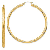 Earrings,Hoop,Gold,Yellow,14K,55 mm,3 mm,Pair,Diamond-cut,Wire & Clutch,,Hoop,Between $400-$600
