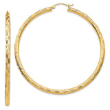 Earrings,Hoop,Gold,Yellow,14K,60 mm,3 mm,Pair,Diamond-cut,Wire & Clutch,,Hoop,Between $400-$600