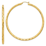 Earrings,Hoop,Gold,Yellow,14K,65 mm,3 mm,Pair,Diamond-cut,Wire & Clutch,,Hoop,Between $400-$600