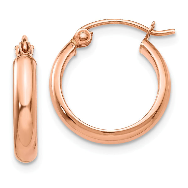 Earrings,Hoop,Gold,Rose,14K,15 mm,2.8 mm,Pair,Wire & Clutch,Hoop,Between $100-$200