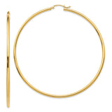 Earrings,Hoop,Gold,Yellow,14K,70 mm,2 mm,Pair,Light Weight,Wire & Clutch,,Hoop,Between $200-$400