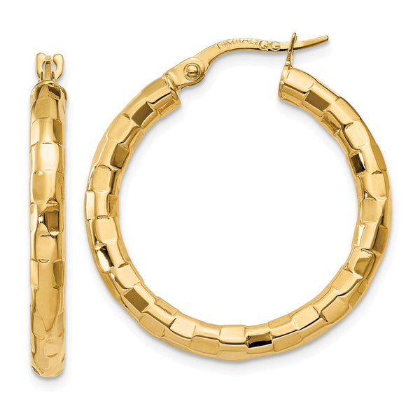 Earrings,Hoop,Gold,Yellow,14K,27 mm,2 mm,Wire & Clutch,Hoop
