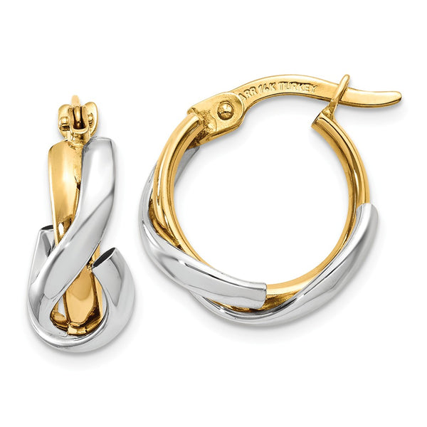 Earrings,Hoop,Gold,Two-Tone,14K,16 mm,5 mm,Wire & Clutch,Hoop,Between $100-$200