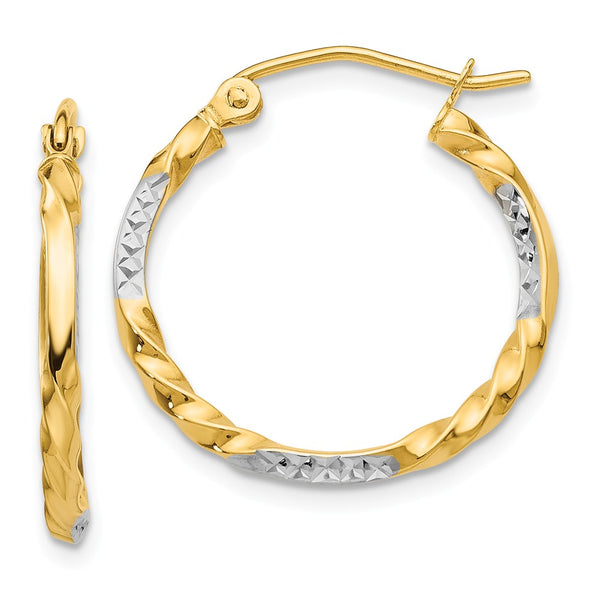 Earrings,Hoop,Gold,Two-Tone,14K,20 mm,2 mm,Wire & Clutch,Hoop,Between $100-$200