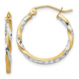 Earrings,Hoop,Gold,Two-Tone,14K,20 mm,2 mm,Wire & Clutch,Hoop,Between $100-$200