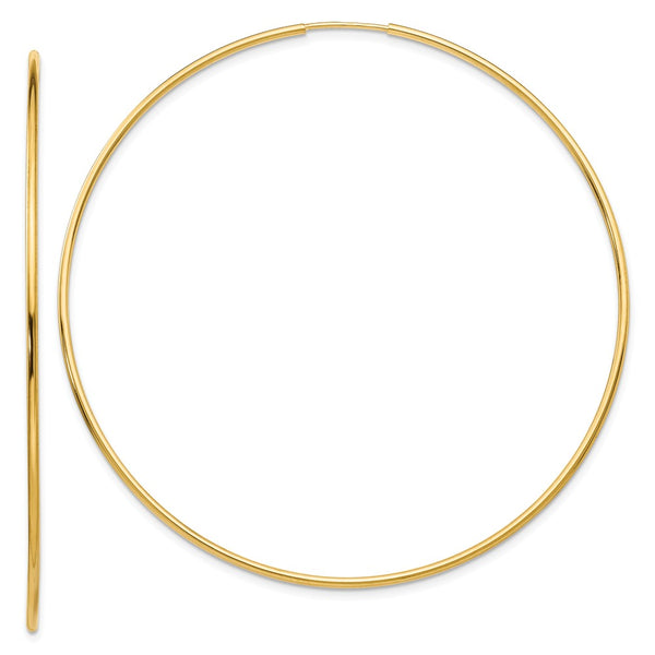 Earrings,EndleSterling Silver,Gold,Yellow,14K,74 mm,74 mm,1.2 mm,Pair,EndleSterling Silver,,Hoop,Between $200-$400