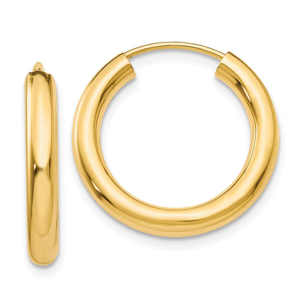 Earrings,Hoop,Gold,Yellow,14K,20 mm,3 mm,Pair,Wire & Clutch,Hoop,Between $100-$200