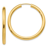 Earrings,Hoop,Gold,Yellow,14K,35 mm,3 mm,Pair,Wire & Clutch,Hoop,Between $200-$400