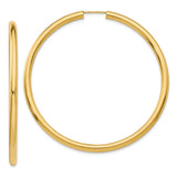 Earrings,Hoop,Gold,Yellow,14K,55 mm,3 mm,Pair,Wire & Clutch,Hoop,Between $200-$400