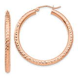 Earrings,Hoop,Gold,Rose,14K,35 mm,3 mm,Pair,Diamond-cut,Wire & Clutch,,Hoop,Between $200-$400