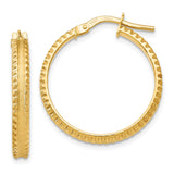Earrings,Hoop,Gold,Yellow,14K,25 mm,25 mm,3 mm,Pair,Polished,Tread,Wire & Clutch,Hoop