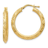 Earrings,Hoop,Gold,Yellow,14K,31 mm,31 mm,3.5 mm,Pair,Diamond-cut,Wire & Clutch,Hoop,Between $200-$400