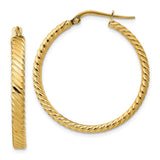 Earrings,Hoop,Gold,Yellow,14K,31 mm,31 mm,3 mm,Pair,Striped,Wire & Clutch,Hoop,Between $100-$200
