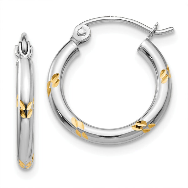 Earrings,Hoop,Gold,Two-Tone,14K,12 mm,2 mm,Pair,Wire & Clutch,Hoop,Under $100