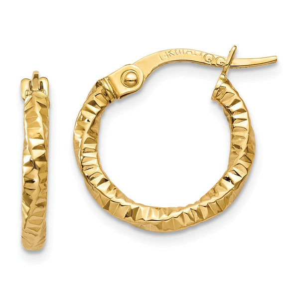 Earrings,Hoop,Gold,Yellow,14K,14 mm,2 mm,Wire & Clutch,Hoop
