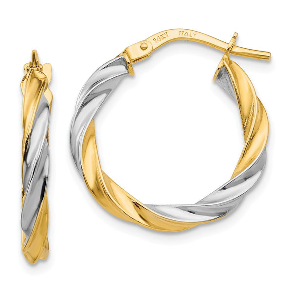 Earrings,Hoop,Gold,Two-Tone,14K,19 mm,2.5 mm,Wire & Clutch,Hoop,Between $100-$200