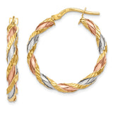 Earrings,Hoop,Gold,Two-Tone,14K,29 mm,3 mm,Wire & Clutch,Hoop,Between $100-$200