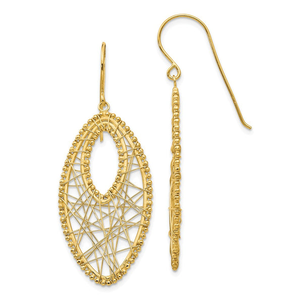 Polished,3-D,14K Yellow Gold,Shepherd Hook,Dangle,Wire Wrapped