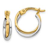 Earrings,Hoop,Gold,Two-Tone,14K,14 mm,12 mm,3 mm,Wire & Clutch,Hoop,Between $100-$200
