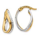 Earrings,Hoop,Gold,Two-Tone,14K,15 mm,12 mm,3 mm,Wire & Clutch,Hoop,Between $100-$200