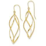 Polished,3-D,14K Yellow Gold,Shepherd Hook,Textured,Dangle