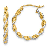 Earrings,Hoop,Gold,Two-Tone,14K,16 mm,2.75 mm,Pair,Wire & Clutch,Hoop,Between $100-$200