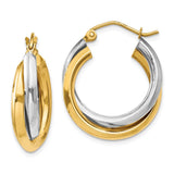 Earrings,Hoop,Gold,Two-Tone,14K,14 mm,7 mm,Pair,Wire & Clutch,Hoop,Between $200-$400