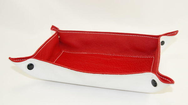 leather tray red and white full