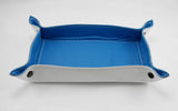leather tray  bright blue and white front