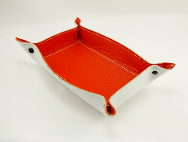 leather tray orange and white full