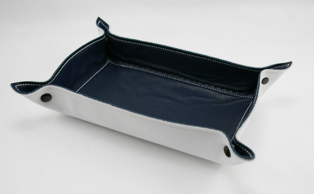 leather tray navy and white full