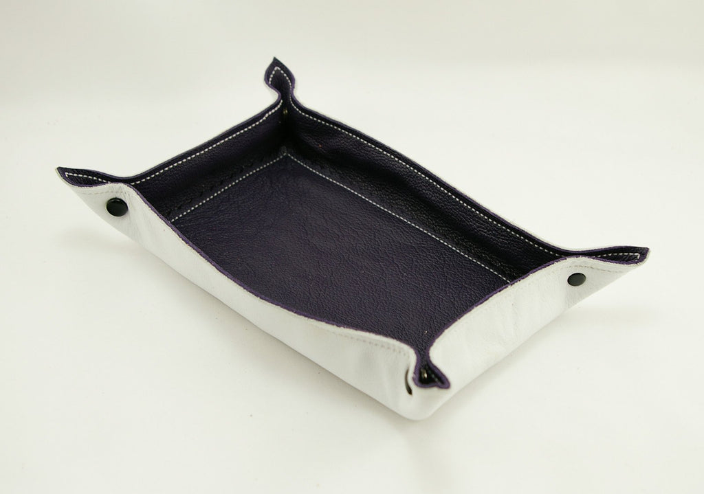 leather tray deep purple and white full